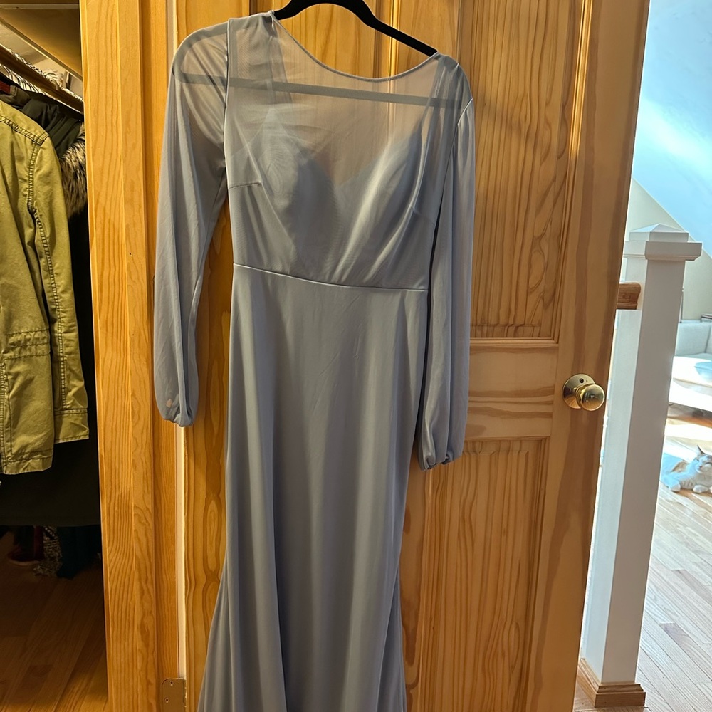 Azazie Blue Long Sleeve Dress